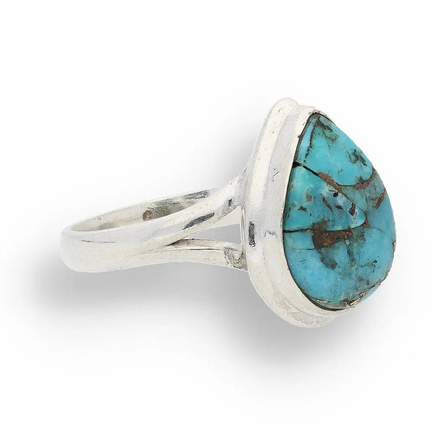 Bohemian Beauty Teardrop Copper Turquoise Ring