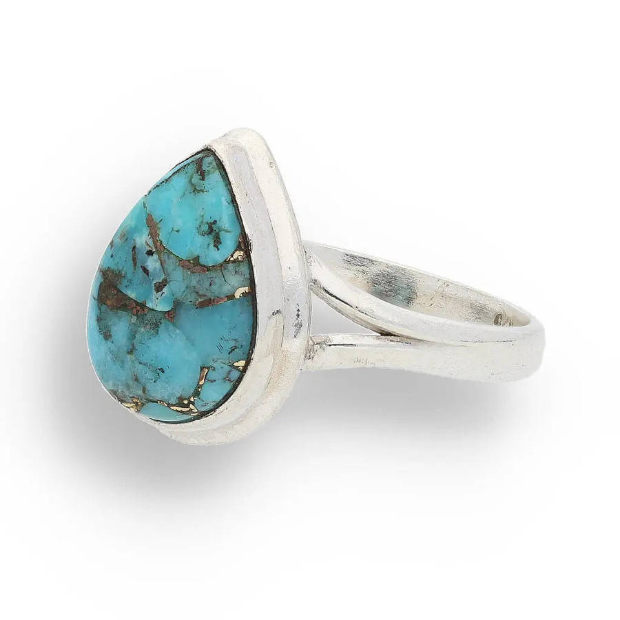Bohemian Beauty Teardrop Copper Turquoise Ring