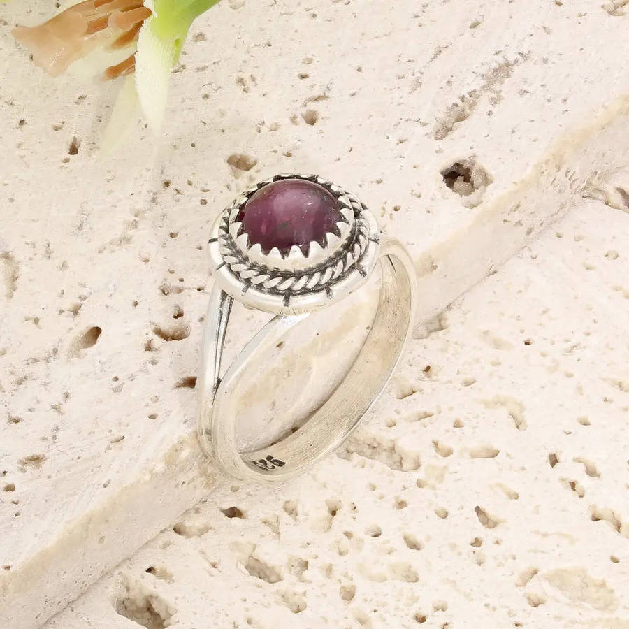 Sterling Silver Natural Star Ruby Ring