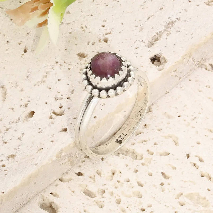 Sterling Silver Natural Star Ruby Ring