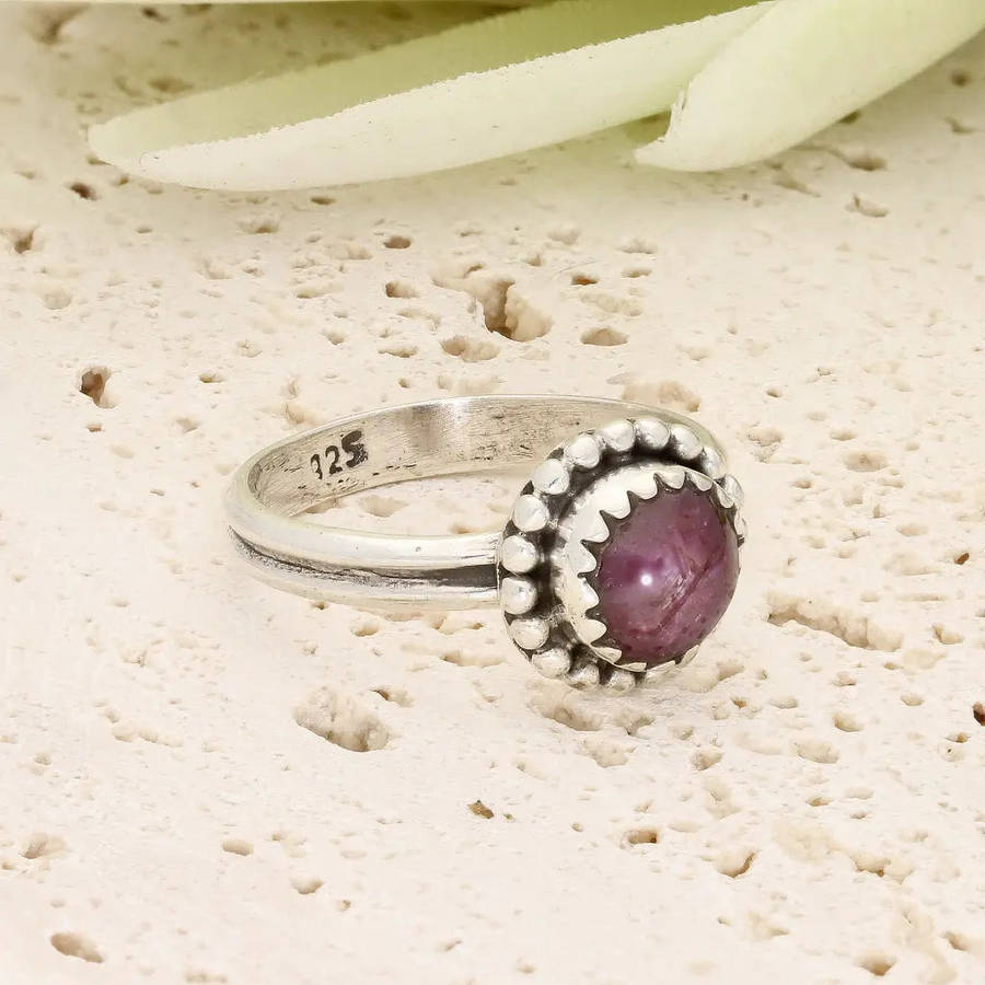Sterling Silver Natural Star Ruby Ring