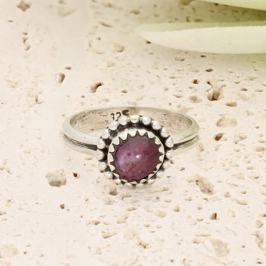 Sterling Silver Natural Star Ruby Ring