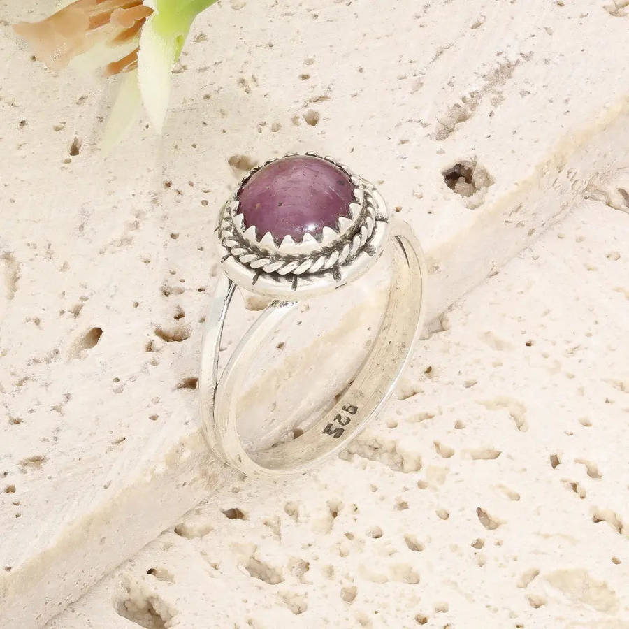 Sterling Silver Natural Star Ruby Ring