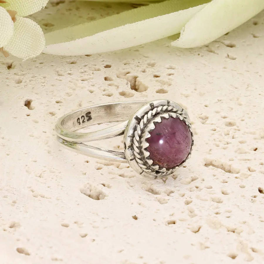 Sterling Silver Natural Star Ruby Ring