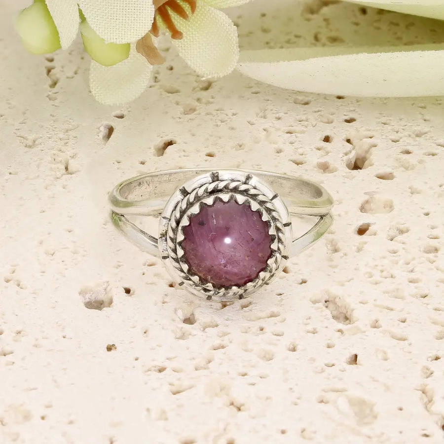 Sterling Silver Natural Star Ruby Ring