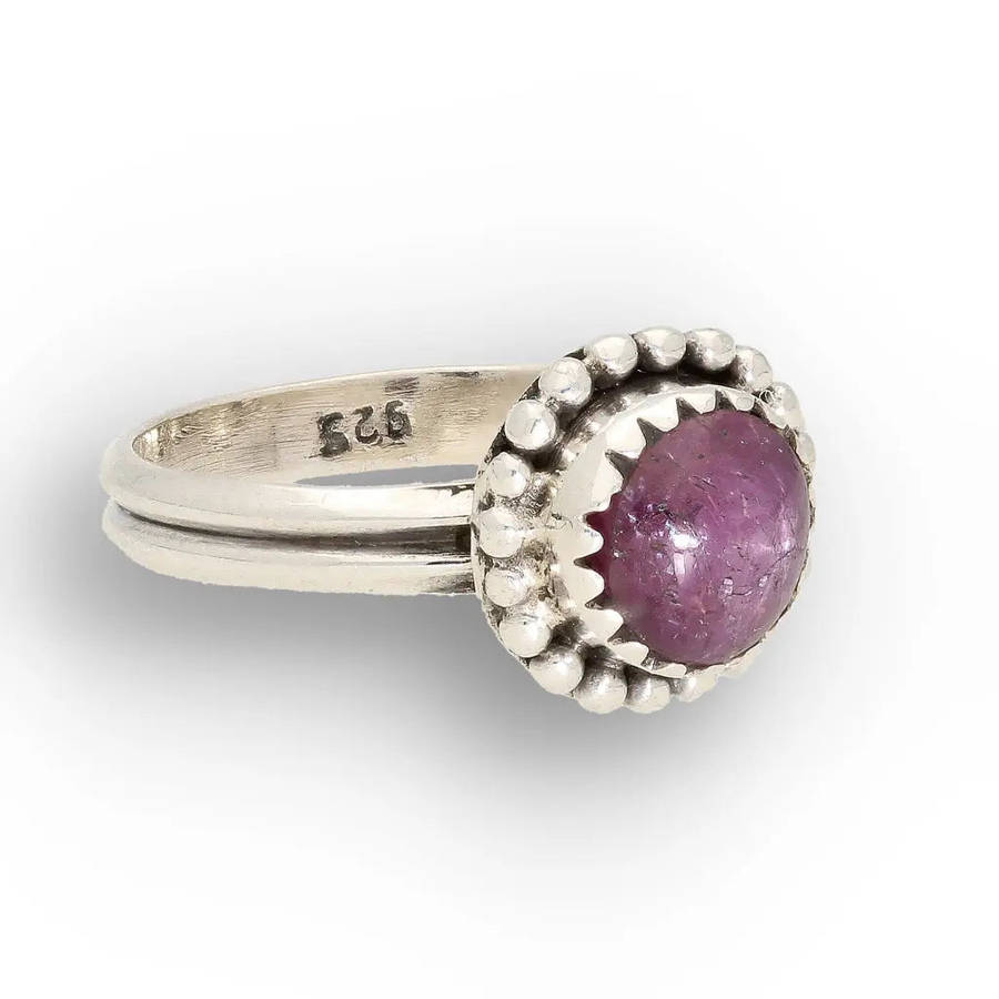 Sterling Silver Natural Star Ruby Ring