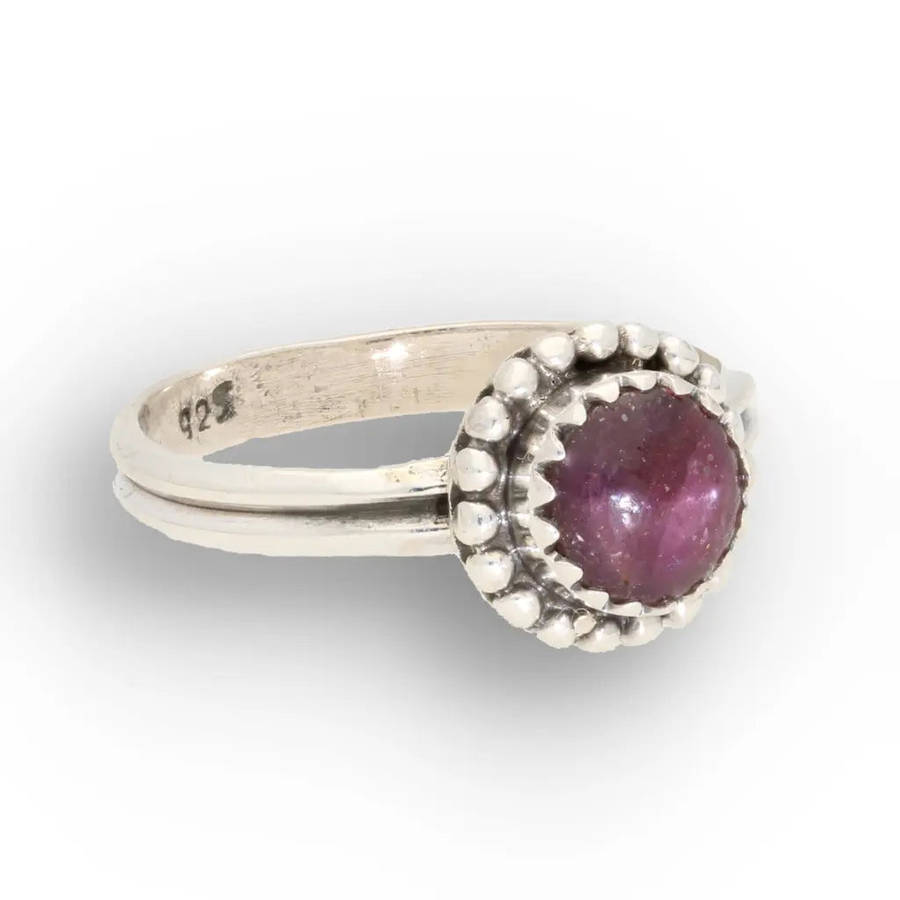 Sterling Silver Natural Star Ruby Ring