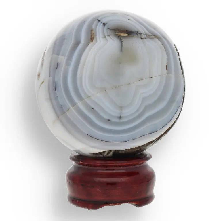 Agate Sphere - Blue Gray Banded Crystal Ball for Emotional Balance