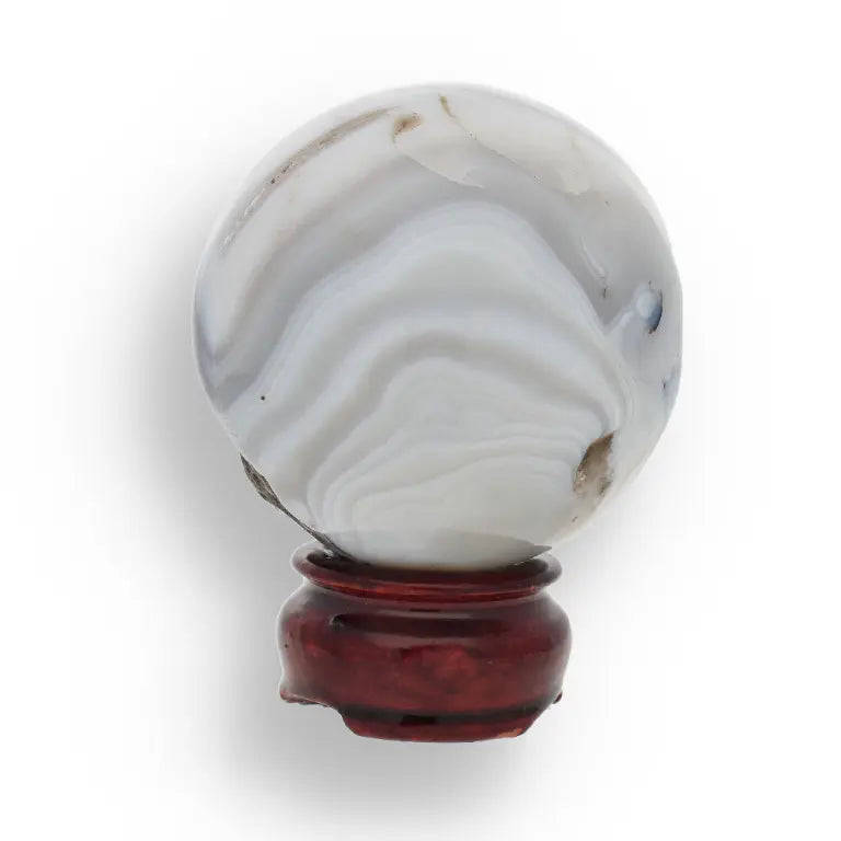 Agate Sphere - Blue Gray Banded Crystal Ball for Emotional Balance