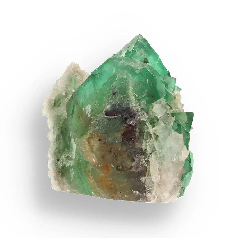 Rare Green Fluorite Octahedral Crystal Cluster with Quartz - Riemvasmaak, Northern Cape, South Af...