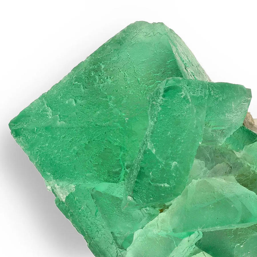 Vibrant Green Fluorite Octahedral Crystal Cluster with Quartz - Riemvasmaak, Northern Cape, South...