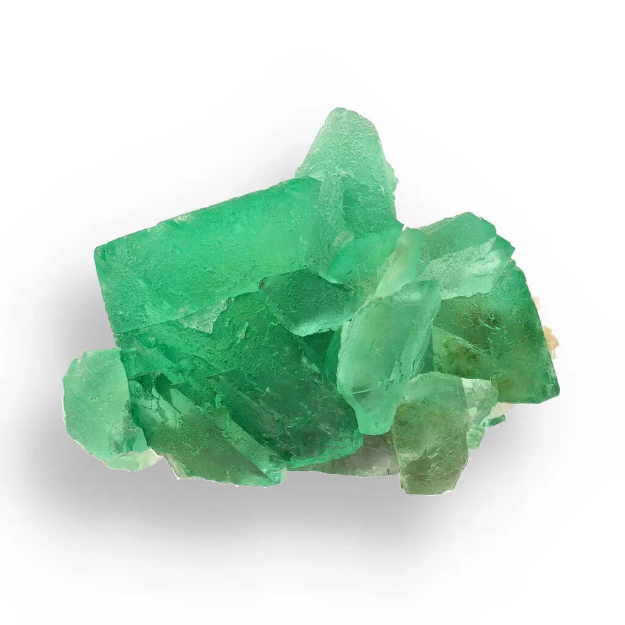 Vibrant Green Fluorite Octahedral Crystal Cluster with Quartz - Riemvasmaak, Northern Cape, South...