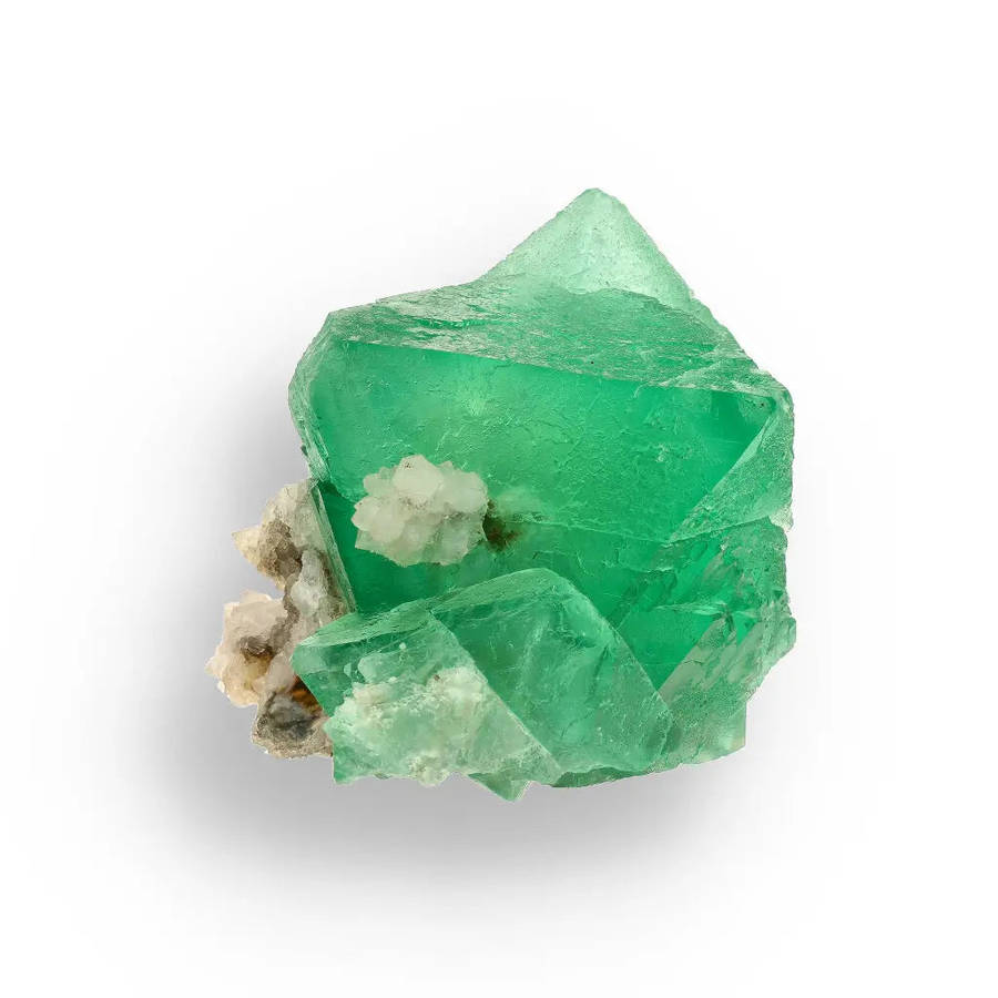 Vibrant Green Fluorite Octahedral Crystal Cluster with Quartz - Riemvasmaak, Northern Cape, South...