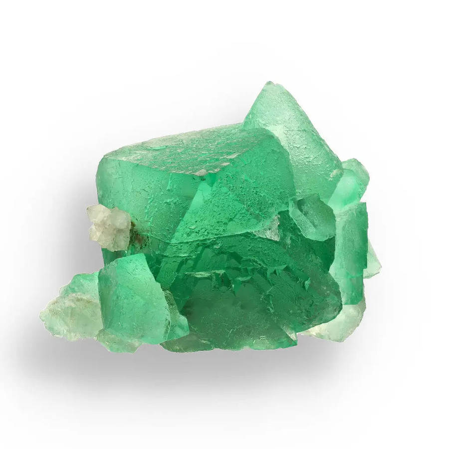 Vibrant Green Fluorite Octahedral Crystal Cluster with Quartz - Riemvasmaak, Northern Cape, South...