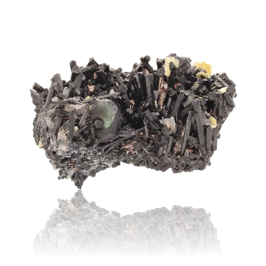 Schorl Tourmaline, Muscovite and Fluorite Cluster