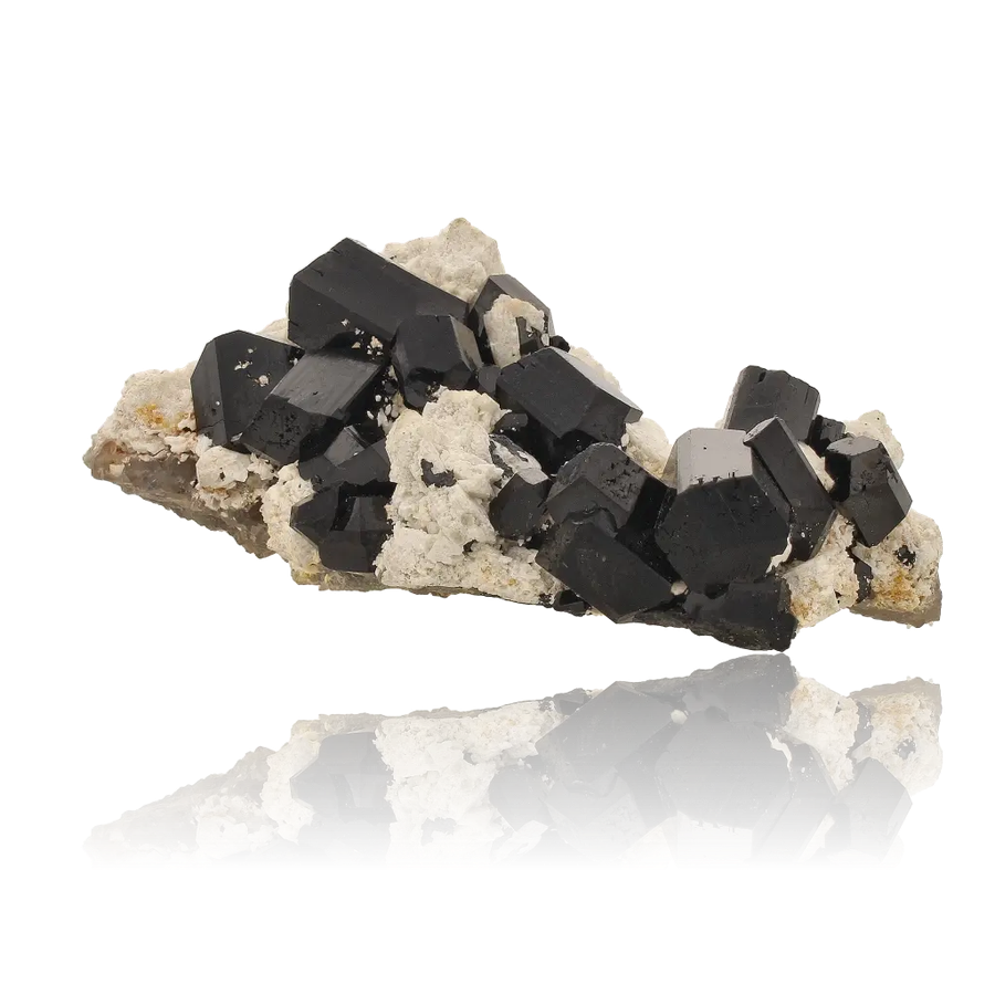 Schorl Black Tourmaline with Feldspar and Smoky Quartz