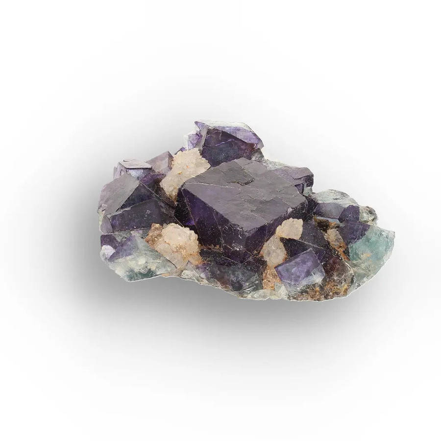 Purple & Blue-Green Fluorite with Quartz from Okorusu Mine, Namibia