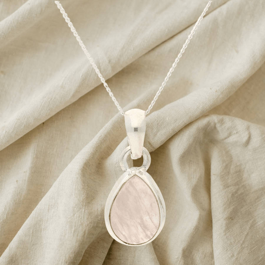 Enchanted Echoes: Rose Quartz Sterling Silver Necklace
