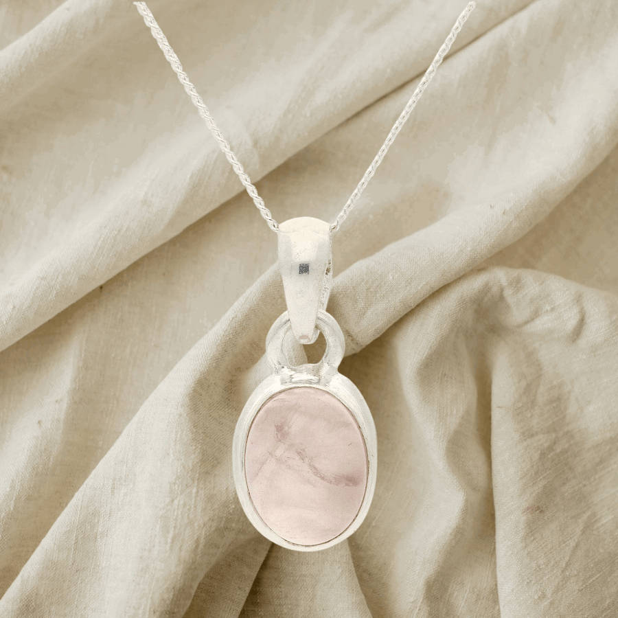 Enchanted Echoes: Rose Quartz Sterling Silver Necklace