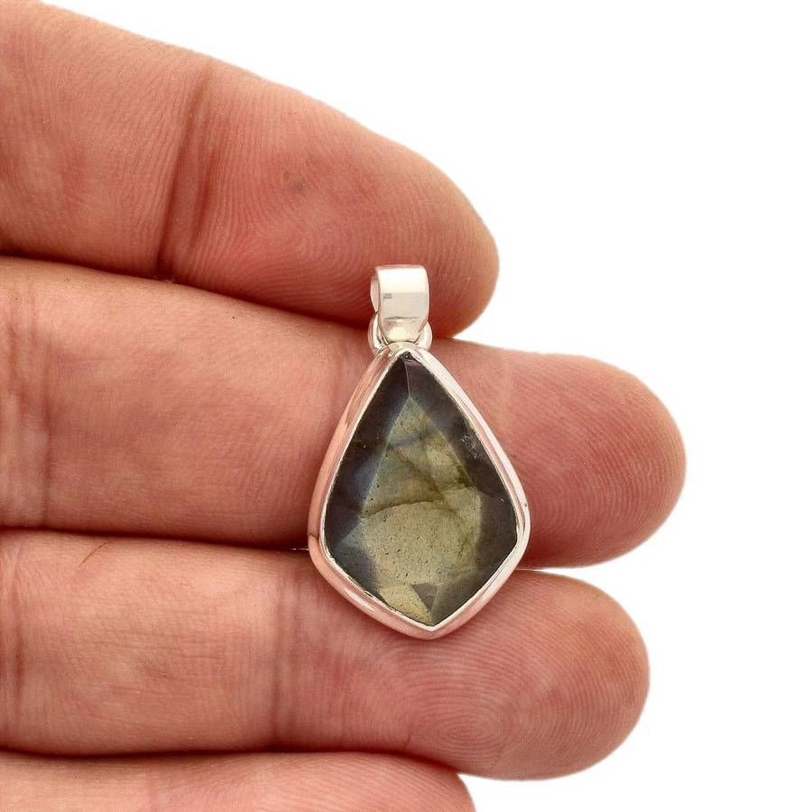 Faceted Labradorite Sterling Silver Necklace