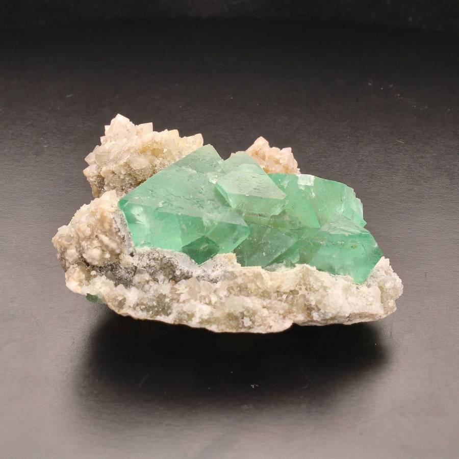 Fluorite Octahedra on Quartz (Riemvasmaak)