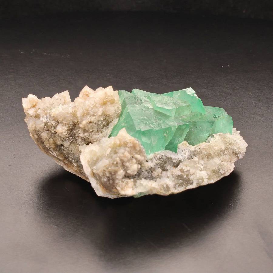 Fluorite Octahedra on Quartz (Riemvasmaak)