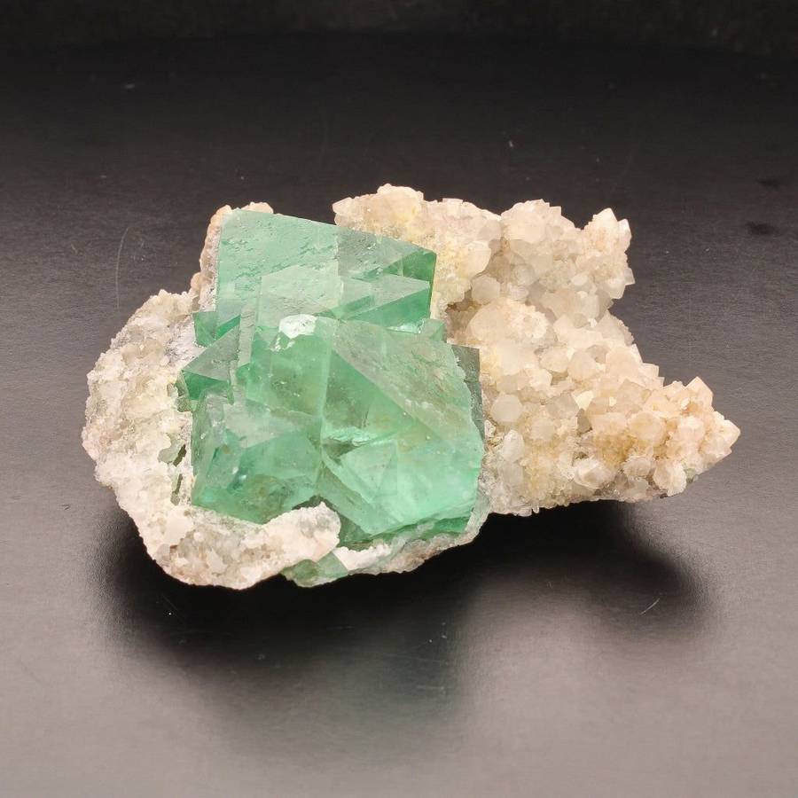 Fluorite Octahedra on Quartz (Riemvasmaak)
