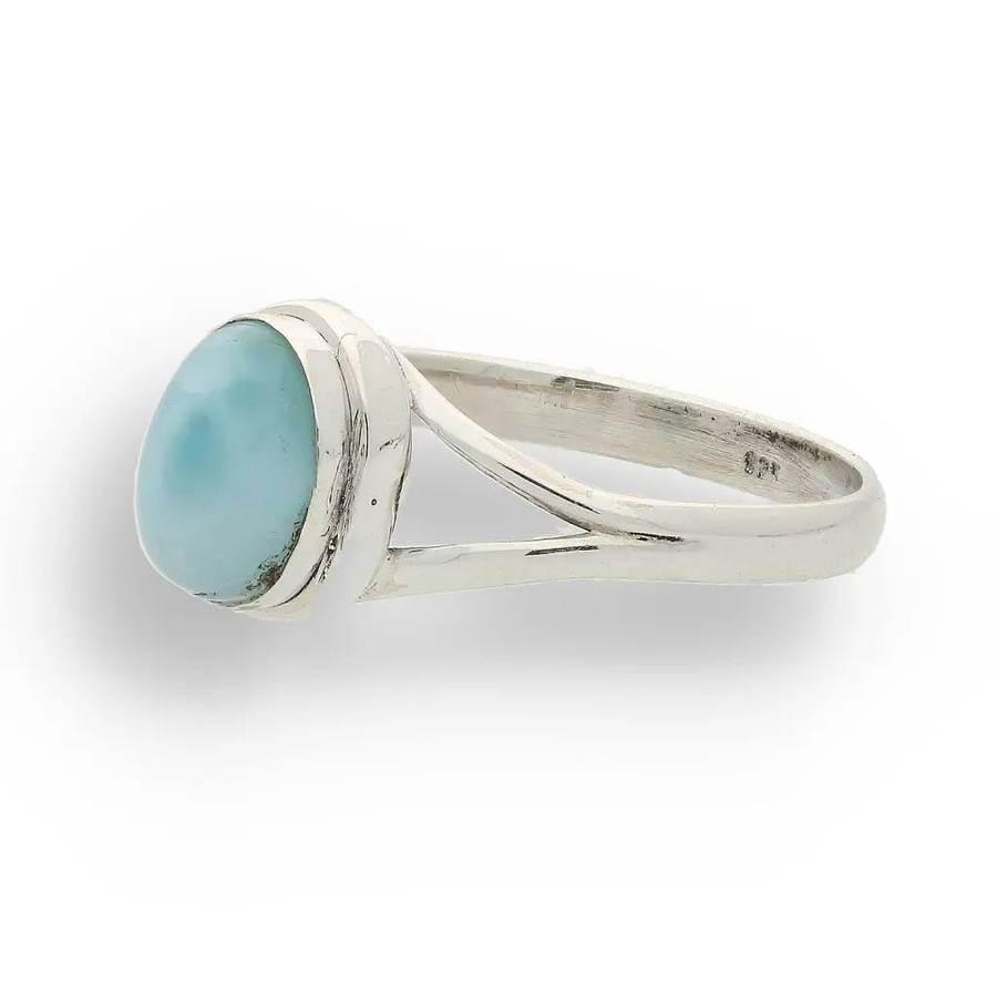Oceanic Embrace: Oval Larimar Sterling Silver Ring