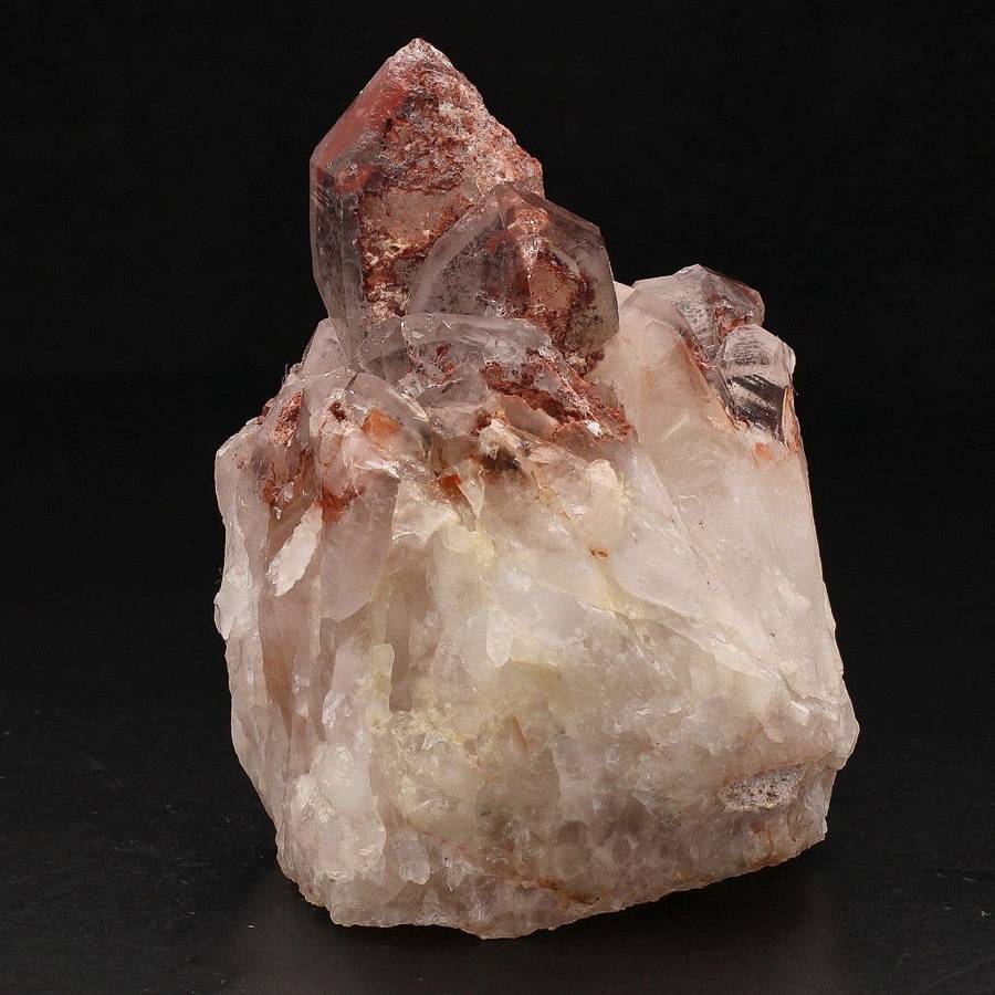Hematite Orange River Quartz Cluster  Deep Red Phantom Crystals