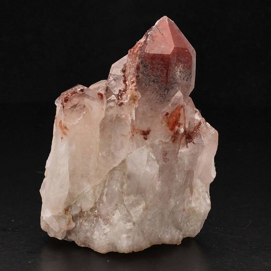Hematite Orange River Quartz Cluster  Deep Red Phantom Crystals