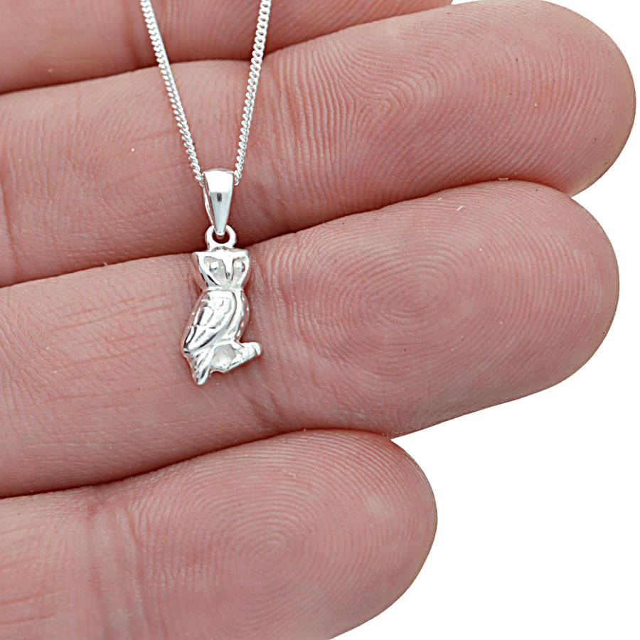 Whimsical Wisdom: Sterling Silver Owl Necklace
