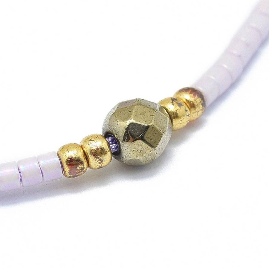 Pyrite & Seed Bead Adjustable Bracelet