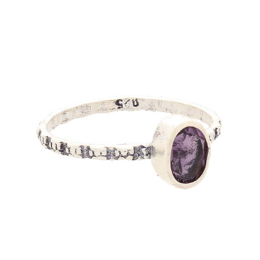 Stacks of Style: Purple Amethyst Oval Sterling Silver Stackable Ring