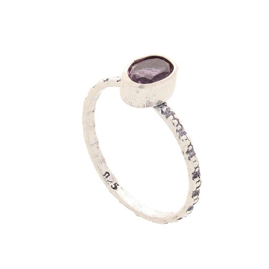 Stacks of Style: Purple Amethyst Oval Sterling Silver Stackable Ring