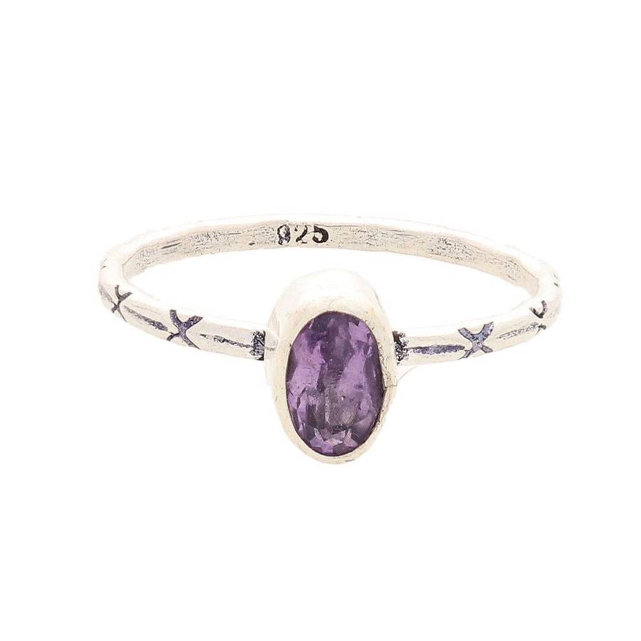 Stacks of Style: Purple Amethyst Oval Sterling Silver Stackable Ring