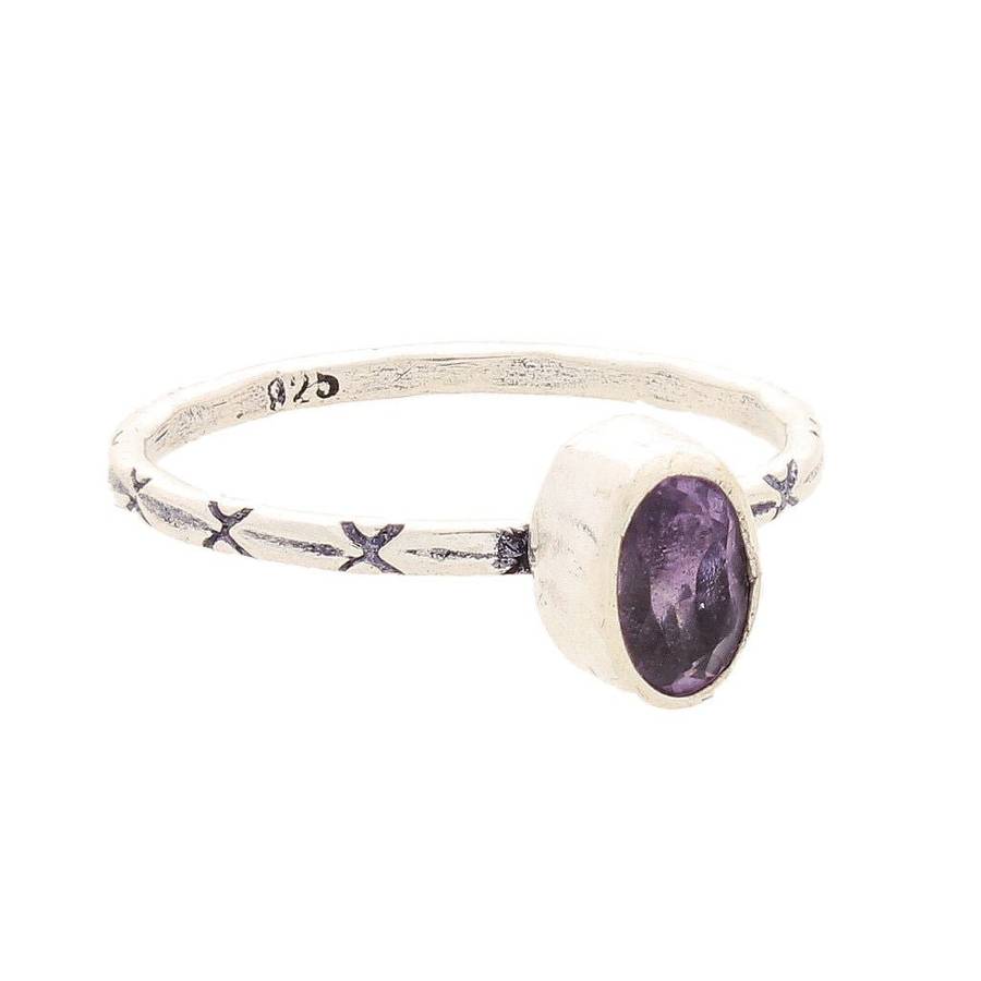 Stacks of Style: Purple Amethyst Oval Sterling Silver Stackable Ring