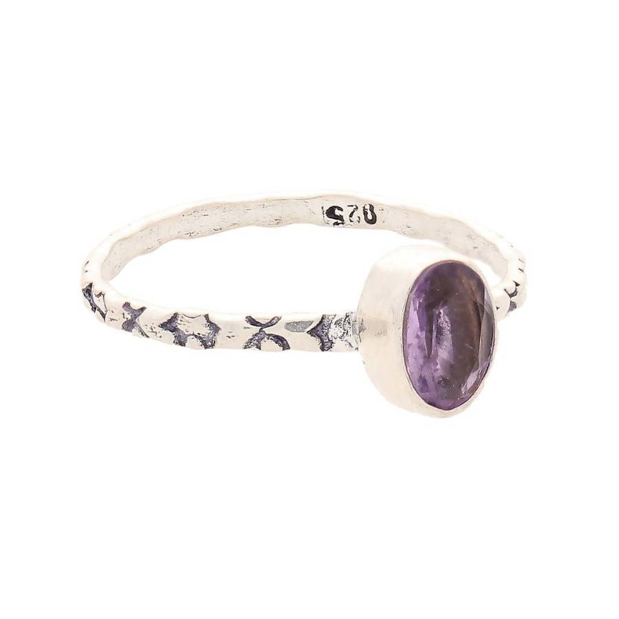 Stacks of Style: Purple Amethyst Oval Sterling Silver Stackable Ring
