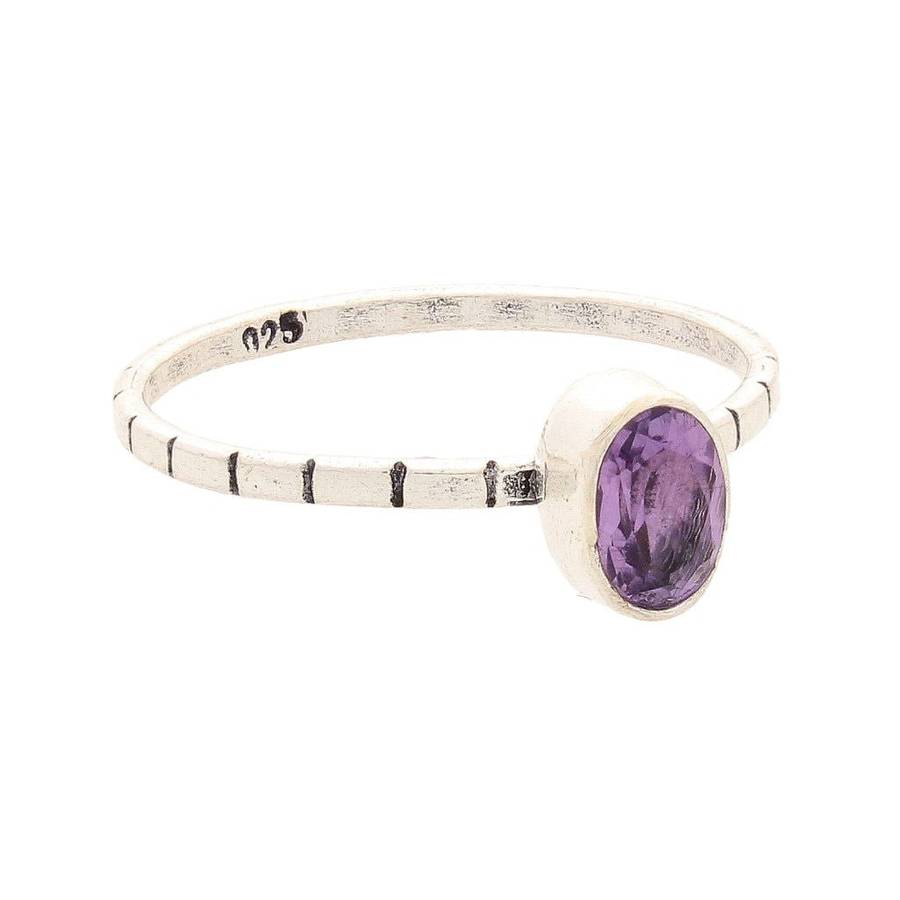 Stacks of Style: Purple Amethyst Oval Sterling Silver Stackable Ring