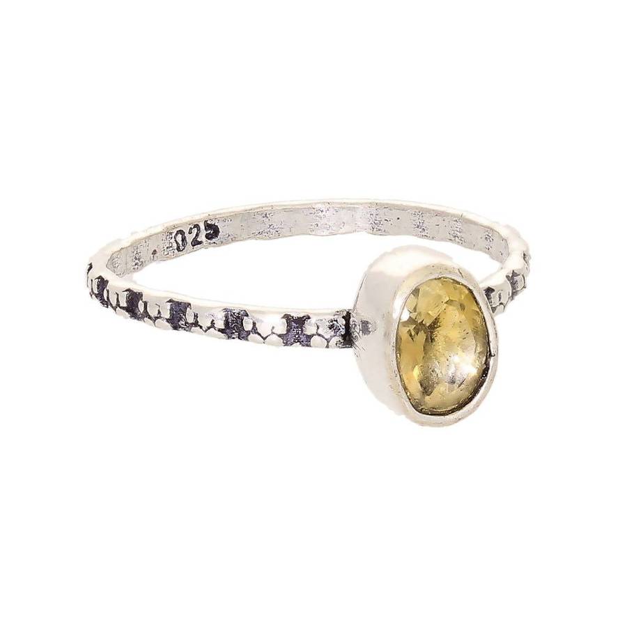 Stacks of Style: Yellow Citrine Oval Sterling Silver Stackable Ring