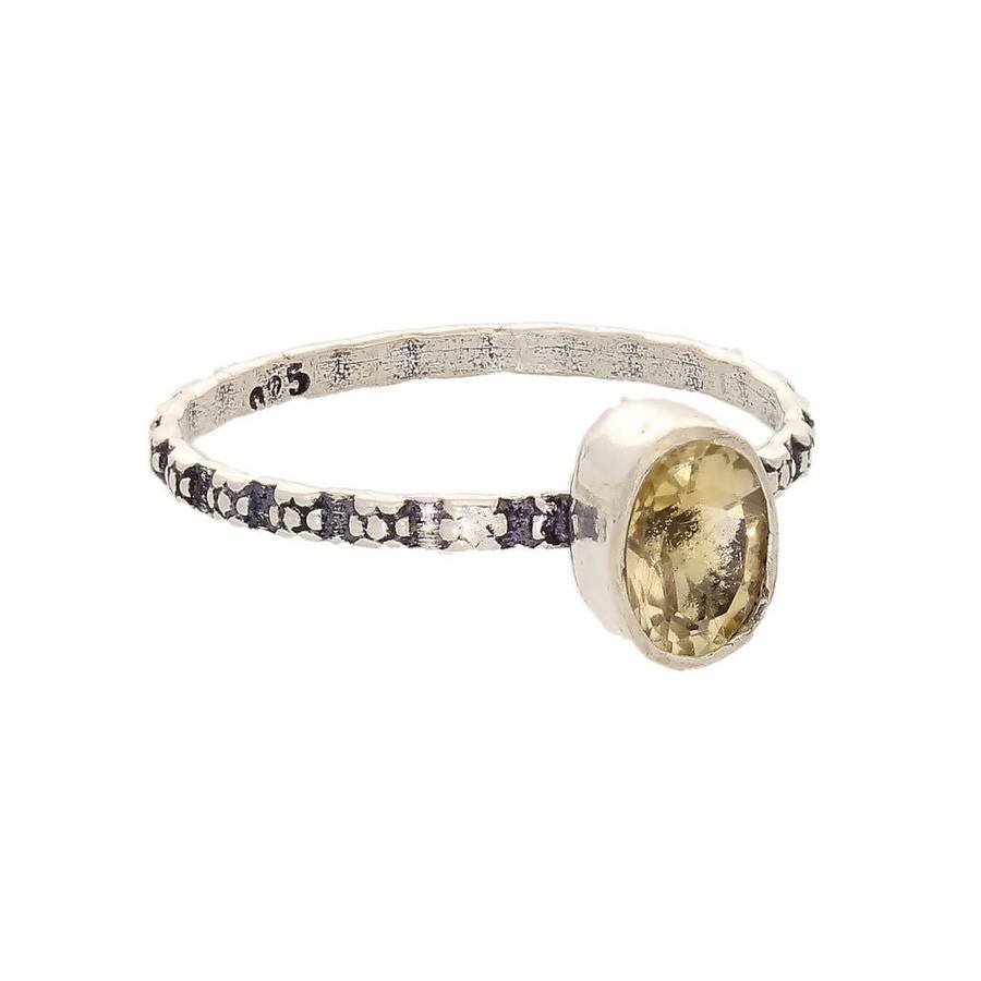 Stacks of Style: Yellow Citrine Oval Sterling Silver Stackable Ring