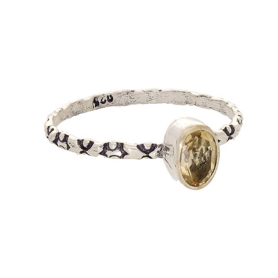 Stacks of Style: Yellow Citrine Oval Sterling Silver Stackable Ring