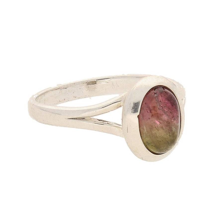 Watermelon Tourmaline Sterling Silver Ring
