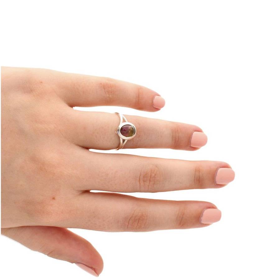Watermelon Tourmaline Sterling Silver Ring