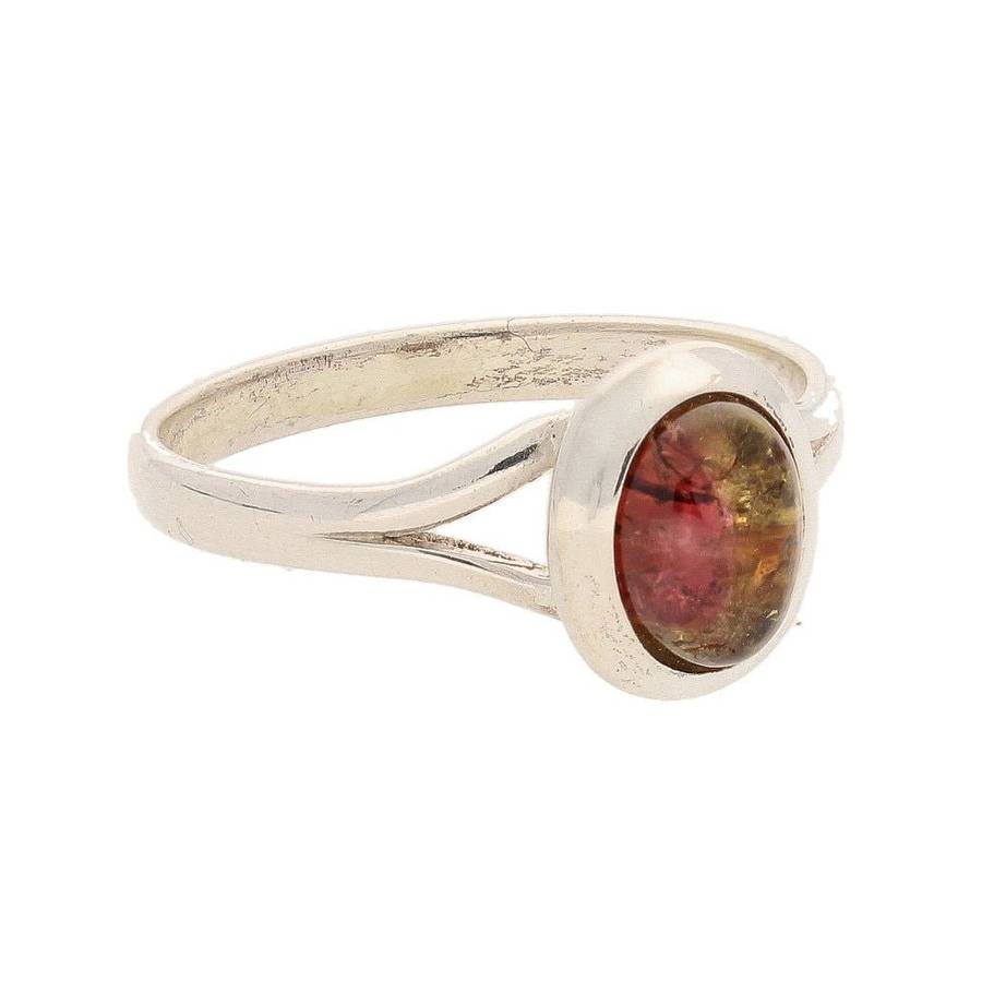 Watermelon Tourmaline Sterling Silver Ring