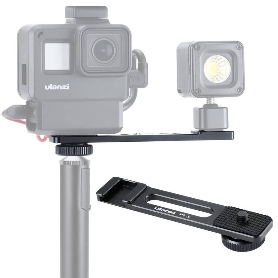 Ulanzi PT-7 Cold Shoe Stand Bracket Vlogging Microphone Flash Light Extension Plate with 1/4 Inch...