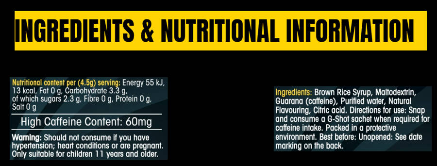 32Gi G-Shot 4.5g - Nutritional Information