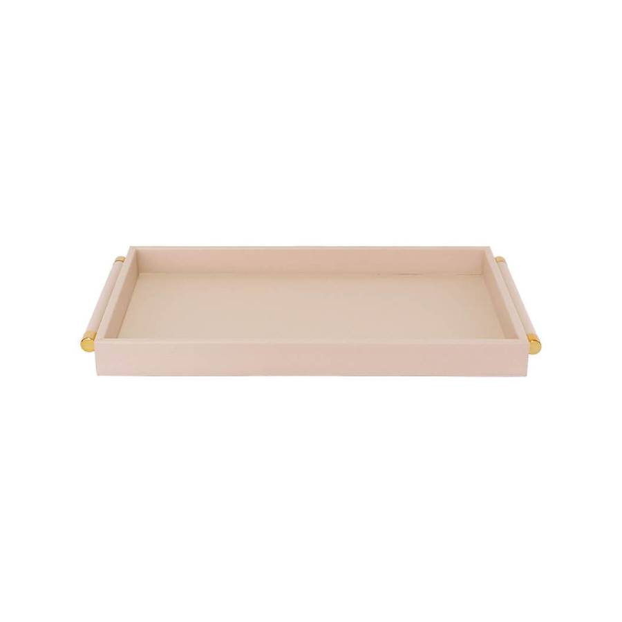 Beige & Gold Faux Leather Display Tray