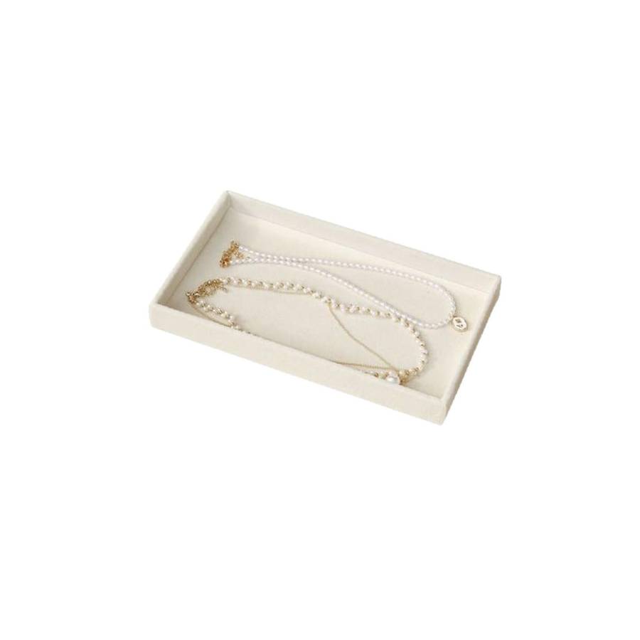 Beige Velvet Open Jewellery Tray
