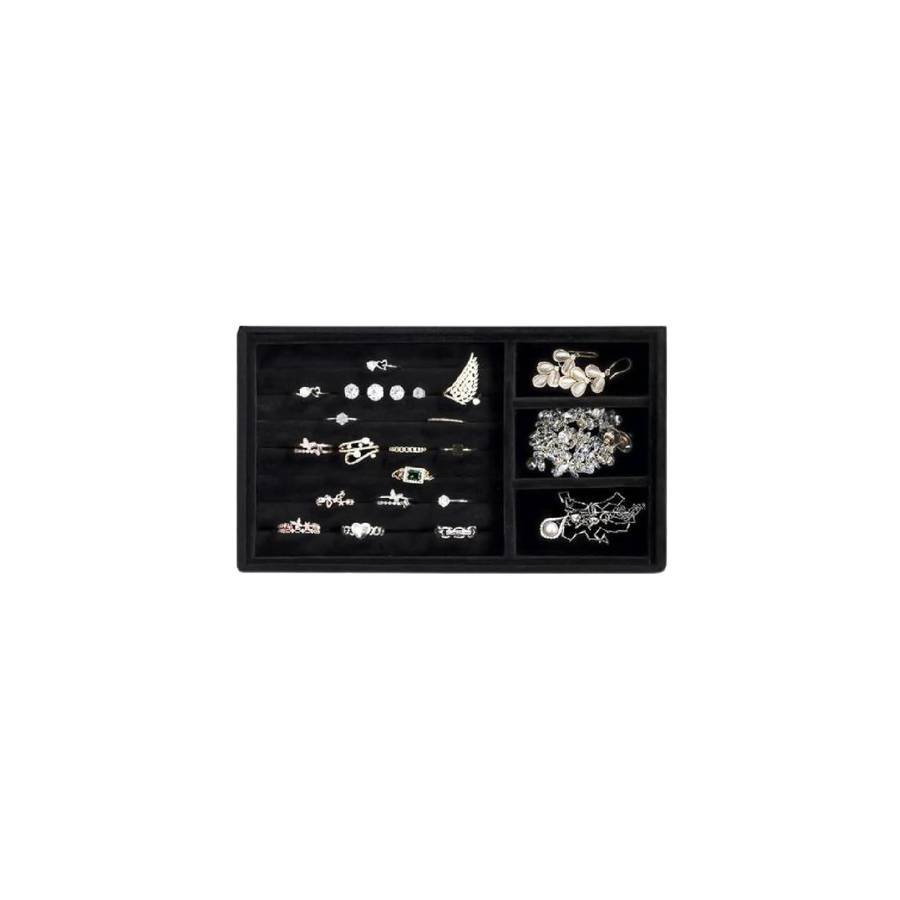 Black Velvet Jewellery Tray  3 & 1 Grid