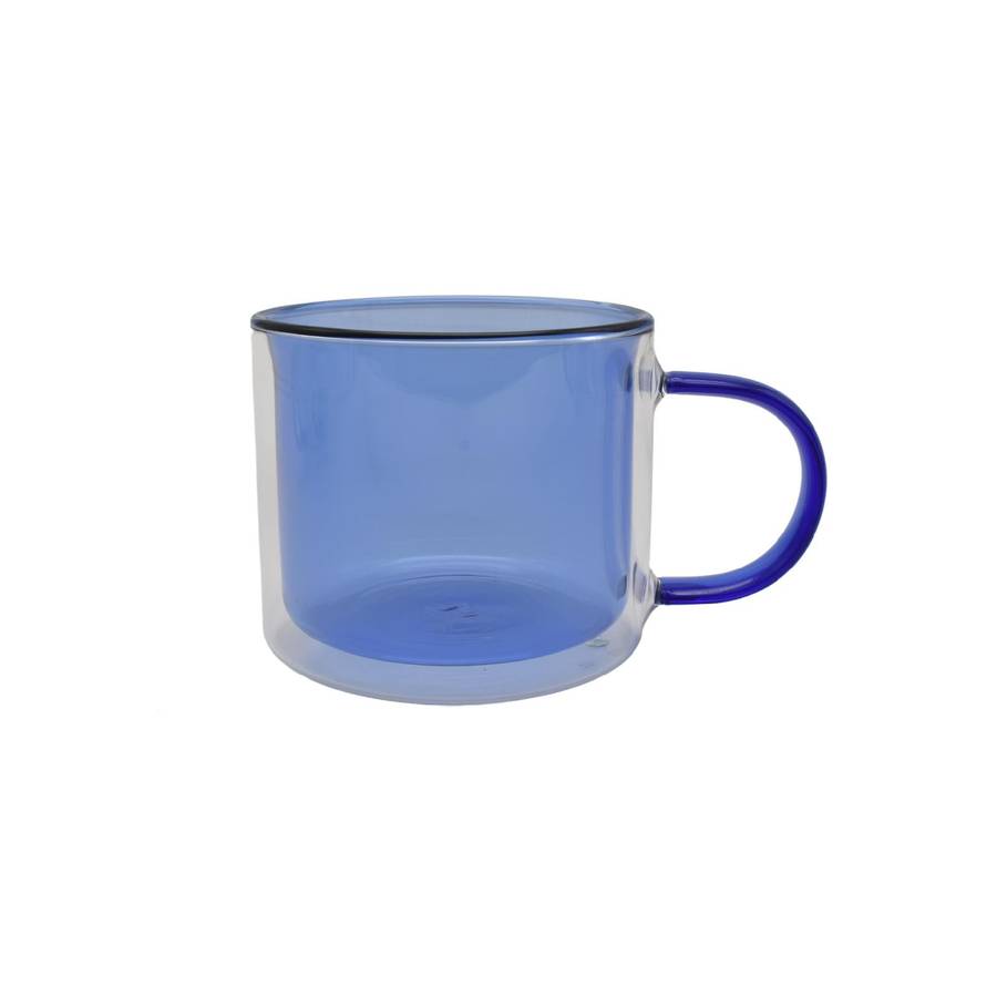 Double Walled Navy Glass Mug